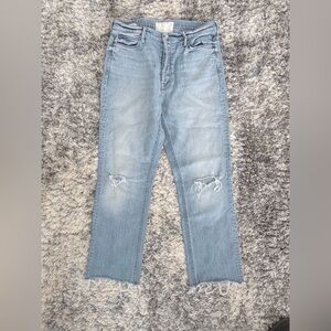 Mother Denim Superior Distressed Straight Crop Jeans Size 31